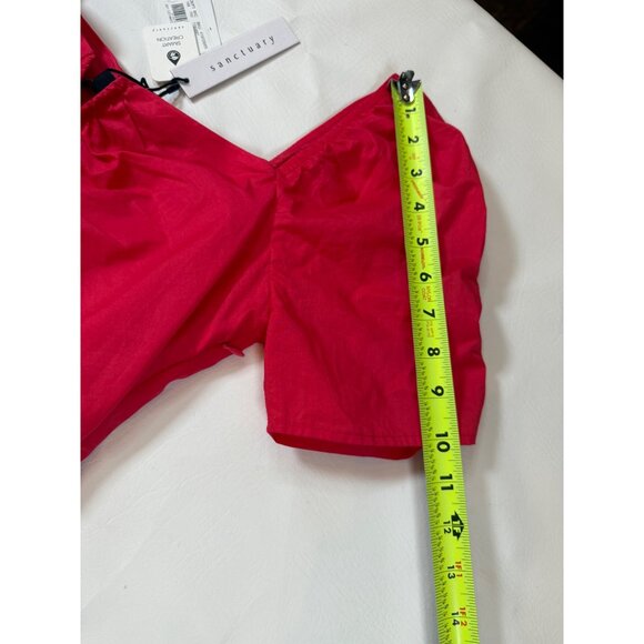 Sanctuary Red Ruched Puff Sleeve Mini Dress Size 4 Cotton Blend (bin JJ129) - Picture 8 of 9
